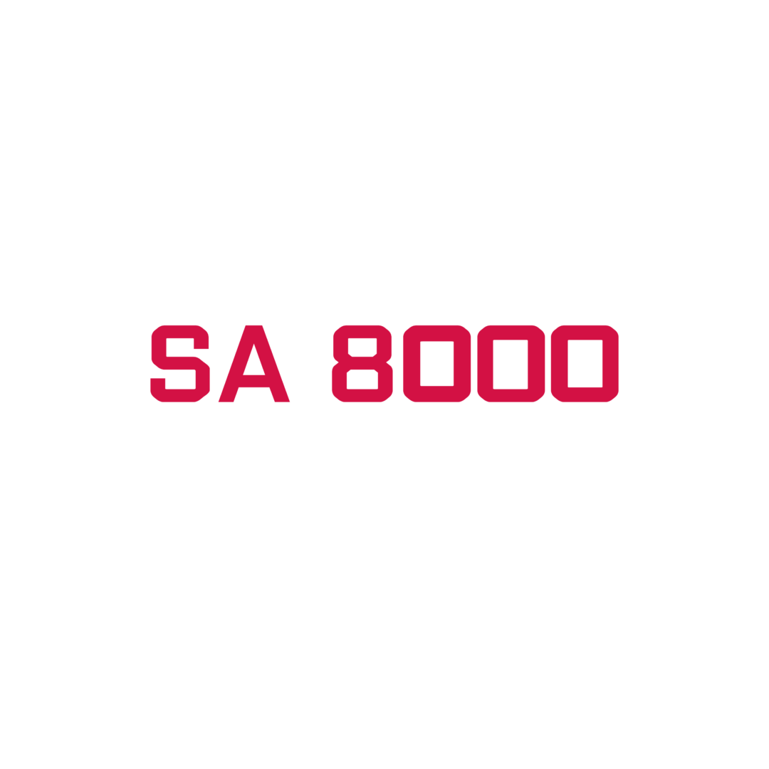 Certificación SA8000 enfocada en responsabilidad social y condiciones laborales.